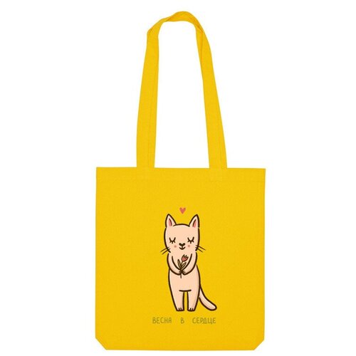 Сумка шоппер Us Basic, желтый сумка милая кошка с цветком весна в сердце ярко синий