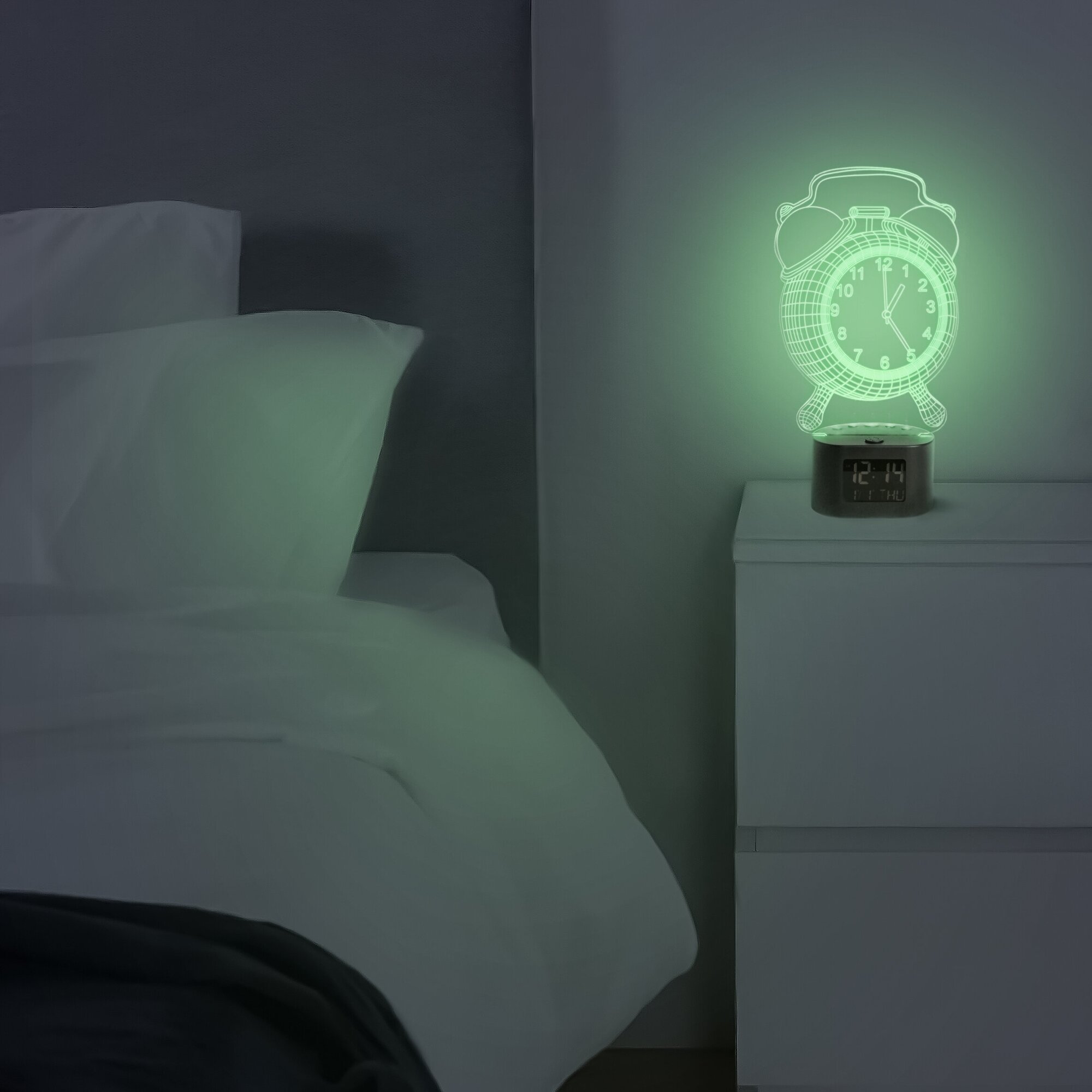 3D ночник детский для сна/часы электронные настольные с будильником "Bonne Nuit" тематический: "Часы"