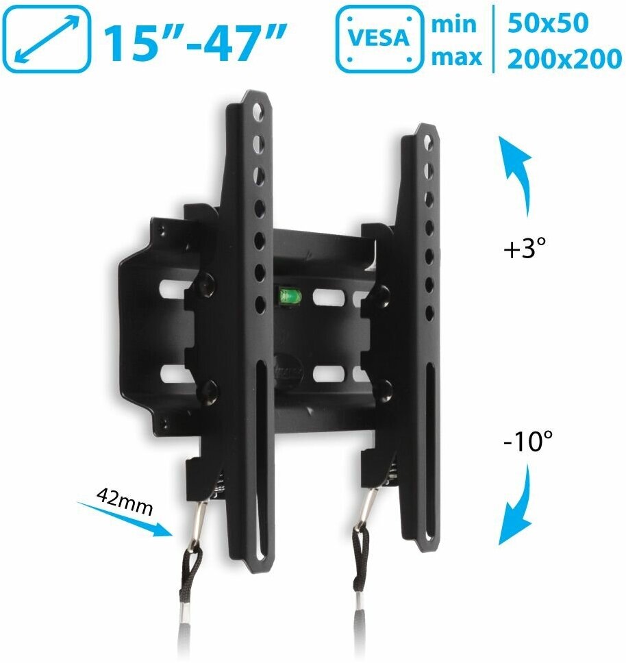 Кронштейн для телевизора Kromax FLAT-6 черный 15"-47" макс.35кг настенный наклон (26012)