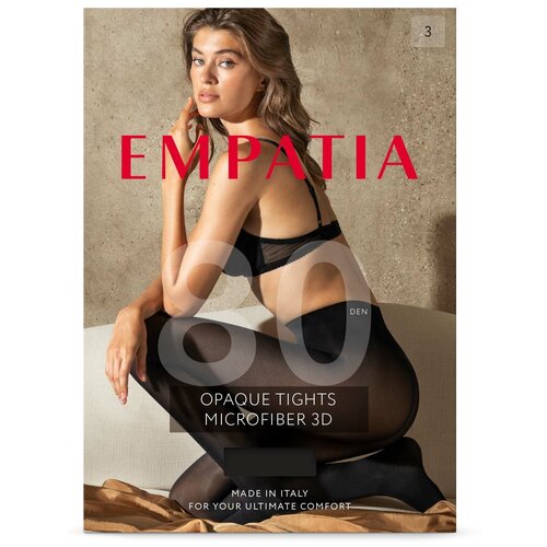 фото Колготки empatia, 80 den, с ластовицей, размер 4, черный