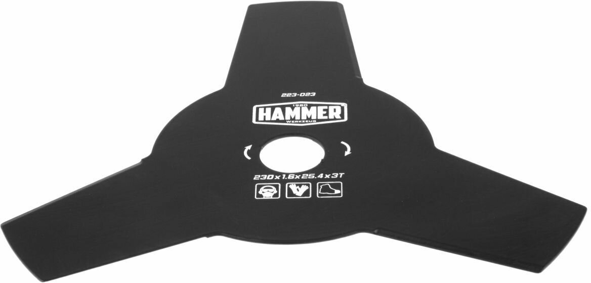 Нож для триммера Hammer 223-023 3 зуба, толщина 1,6 мм, d 230 мм