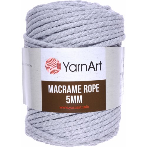 Пряжа YarnArt Macrame Rope 5mm светло-серый (756), 60%хлопок/ 40%вискоза/полиэстер, 85м, 500г, 5шт