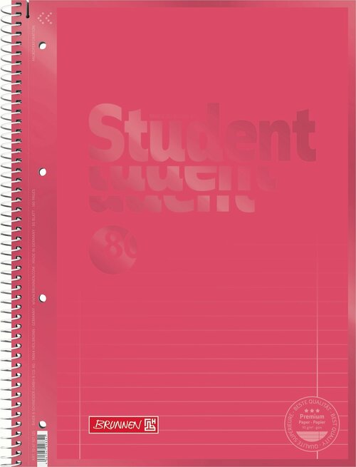 Тетрадь на пружине Колледж Premium Premium Student Colour Code , А4, перфорация, линейка, розовый