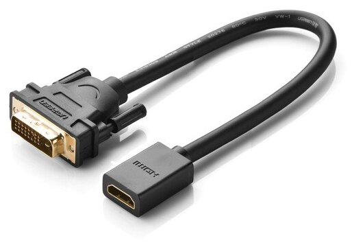 Переходник/адаптер UGreen DVI - HDMI (20118), 0.22 м, 1 шт, черный