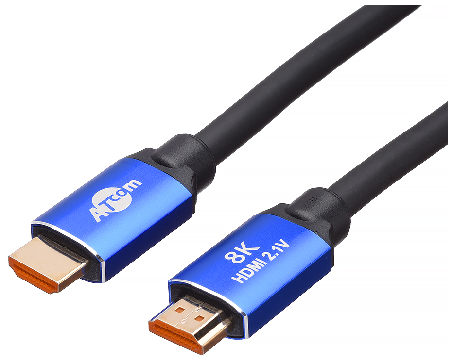 Аудио-видео, оптические шнуры Atcom Кабель HDMI-HDMI v2.1 2,0м Atcom (HIGH speed, Metal gold, пакет) 8K