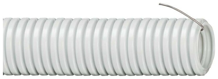 фото Труба ПВХ IEK гофрированная D20 с зондом серая (бухтовка по 50м) (комплект из 100 м)