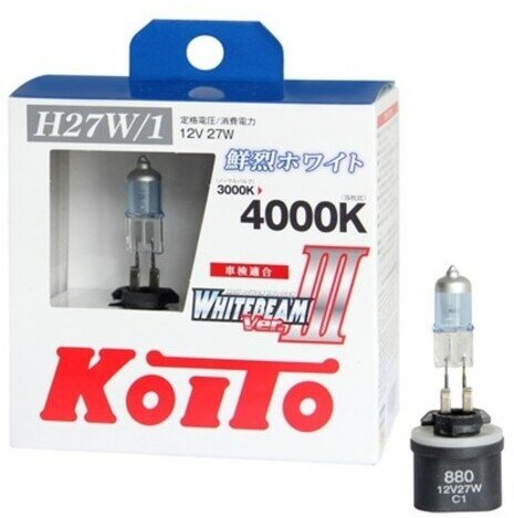 Лампа галогенная Koito H27/1 Whitebeam 4000K 12V 55W, эффект ксенона, блистер 2 шт, - фото №8