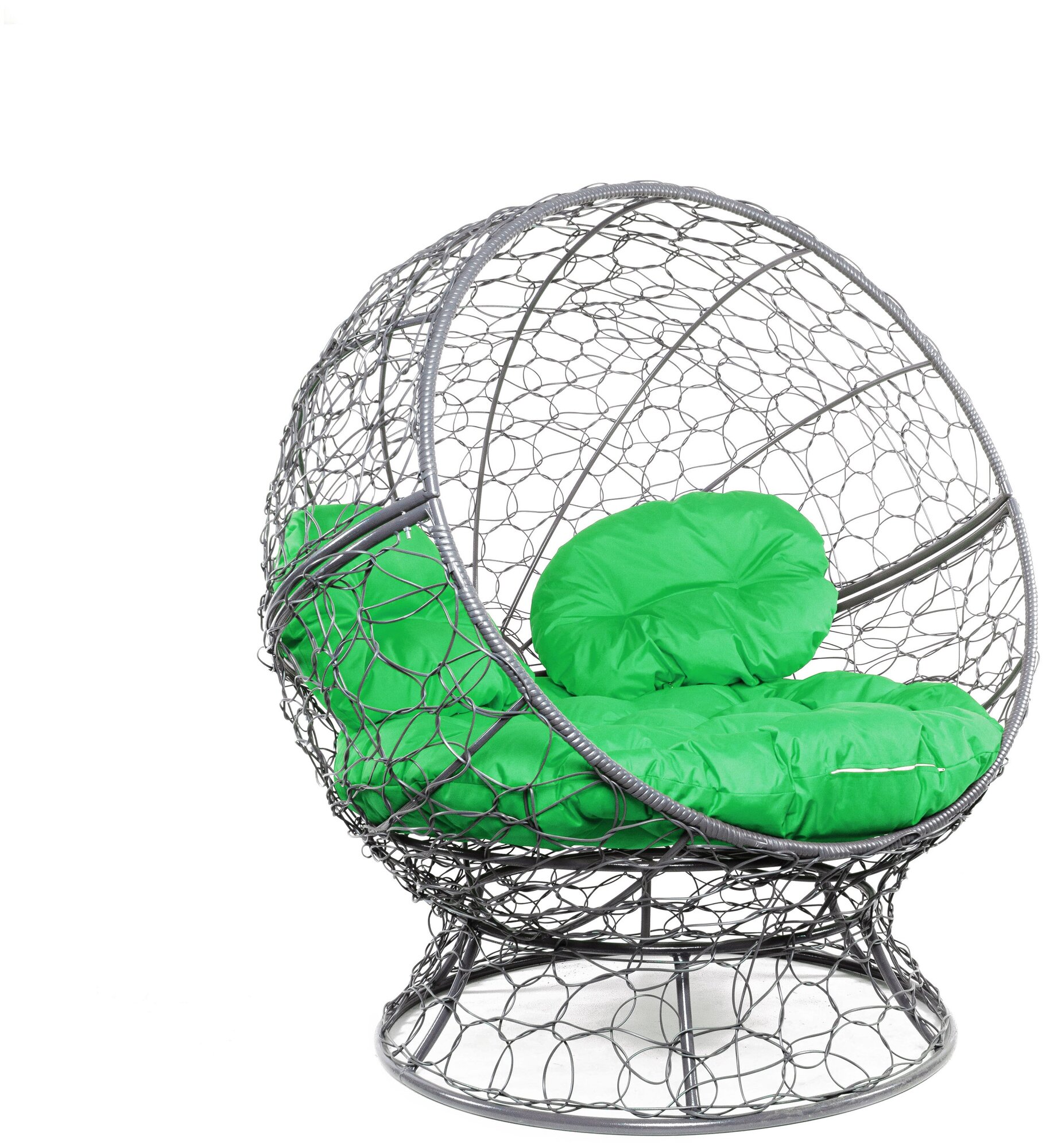 Кресло серое M-Group Апельсин ротанг, 11520304 зелёная подушка - фотография № 15