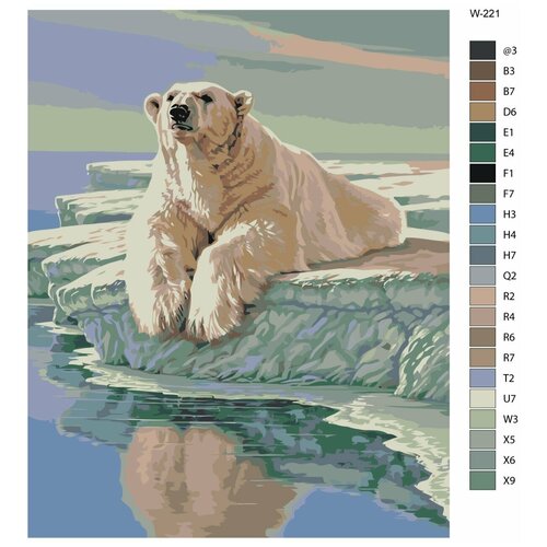 Картина по номерам W-221 Белый медведь на глыбе 70x90 картина по номерам w 225 медведь 70x90