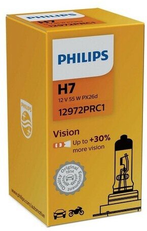 Автолампа H7 PHILIPS 12V 55W PX26d+30% PREMIUM 12972PRC1