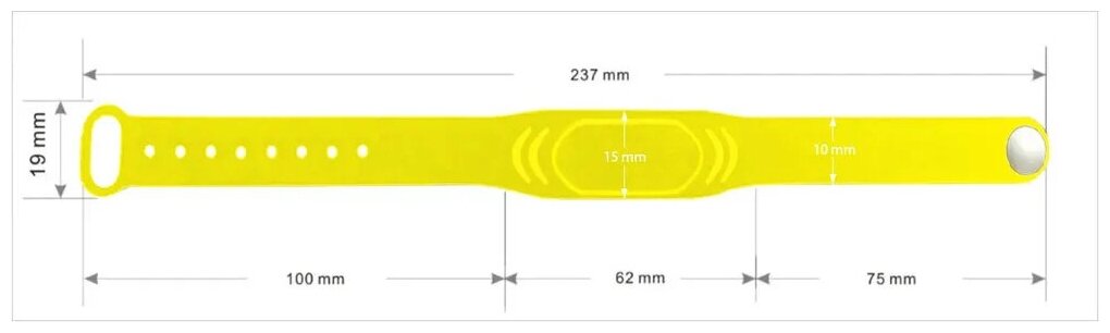 Браслет-идентификатор ЛКД-БСЗ-МФ-Ж Проксимити, силиконовый с застёжкой, Mifare 13.56 МГц, Чип: MF 1K RF08, желтый, 10 шт - фотография № 4