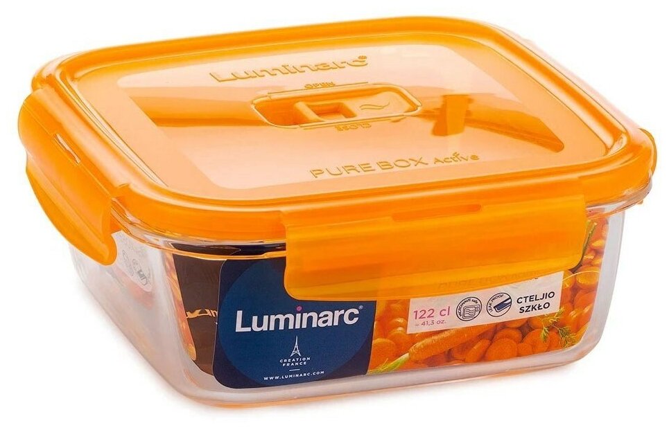 Контейнер пищевой Pure Box Active Neon 1220 мл. (квадратный). Luminarc - фотография № 7