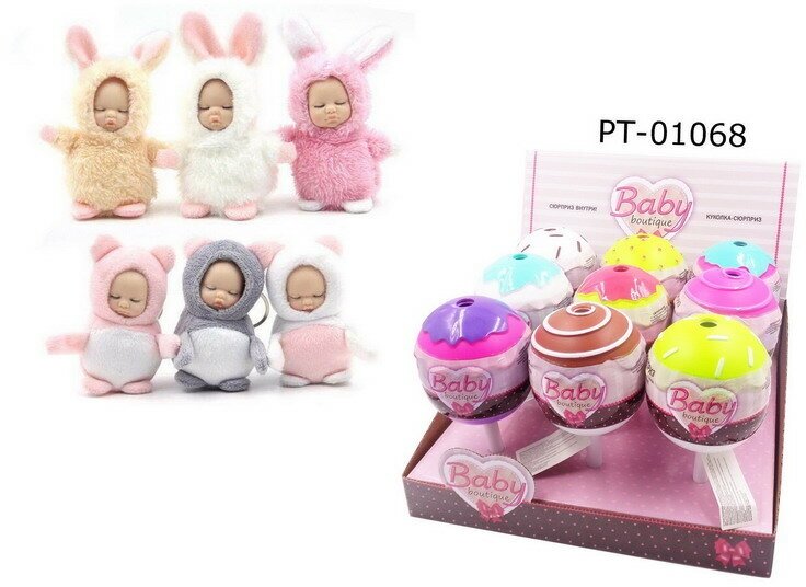 Кукла ABtoys Baby Boutique Пупс-сюрприз в конфетке с аксессуарами, 9 шт. в дисплее, 6 видов в коллекции, (2 серия) PT-01067