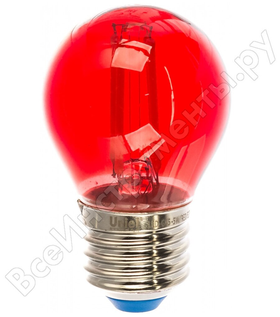 Uniel LED-G45-5W/RED/E27 GLA02RD Лампа светодиодная. Форма шар. UL-00002986
