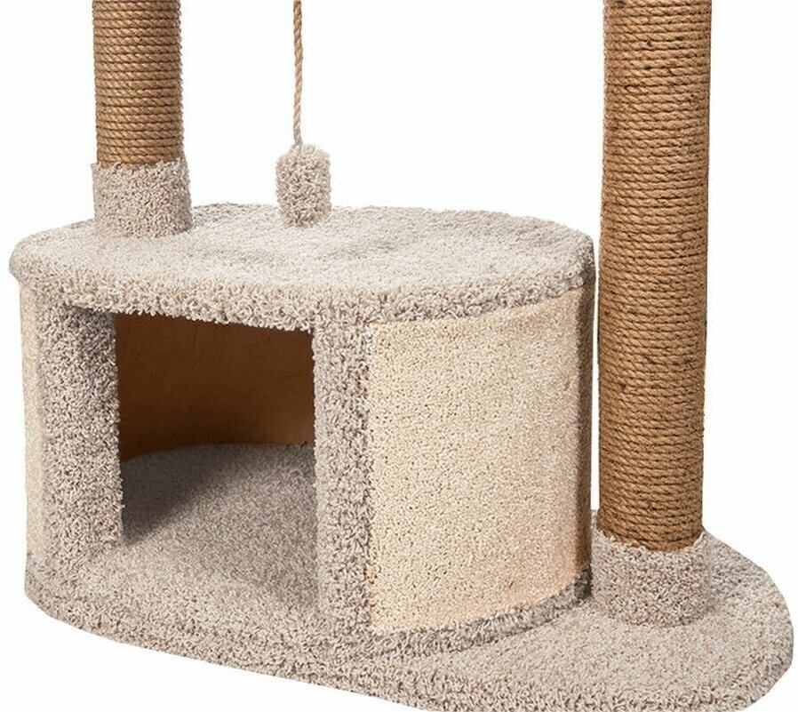 Игровой комплекс для кошек , когтеточка с домиком и лежанкой "Соня" серый - фотография № 4