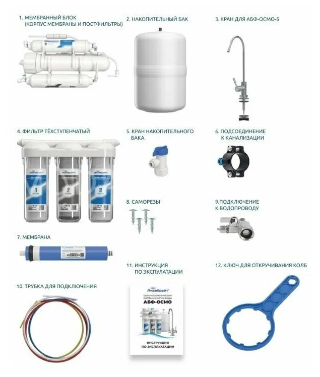 Фильтр под мойкой напольный Аквабрайт АБФ-ОСМО-5 с обратным осмосом бесцветный - фотография № 4