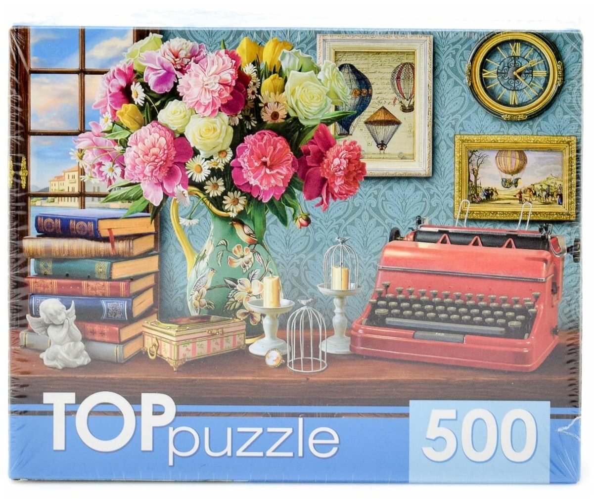 TOPpuzzle-500 "Натюрморт с печатной машинкой" (ХТП500-6828) Рыжий кот - фото №3