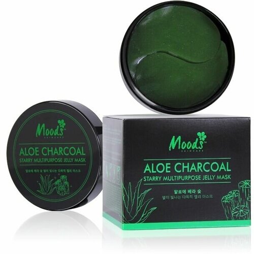 ALOE CHARCOAL Starry Multipurpose Jelly Mask, Moods (алоэ уголь многофункциональные гелевые патчи для глаз), банка 60 шт.