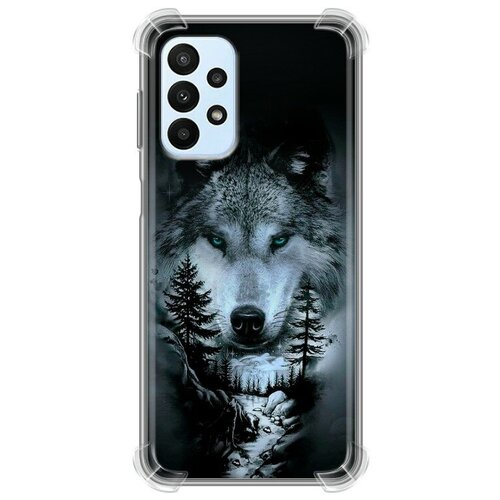 Дизайнерский силиконовый с усиленными углами чехол для Самсунг А23 / Samsung Galaxy A23 Лесной волк