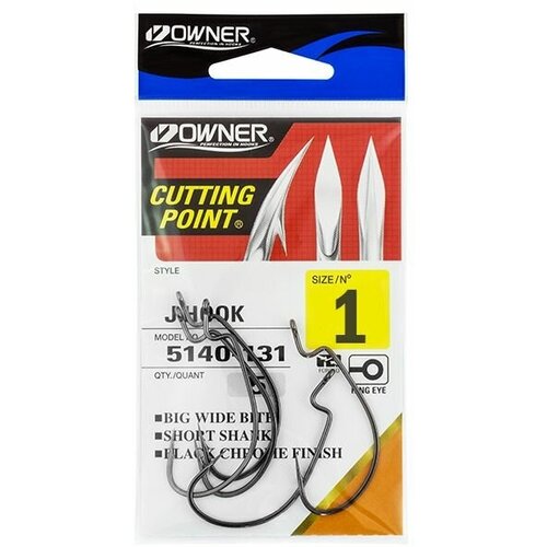 офсетный крючок owner down shot offset hook 3 0 bc уп 6шт Крючок рыболовный OWNER J HOOK №1 BC (уп.6шт)