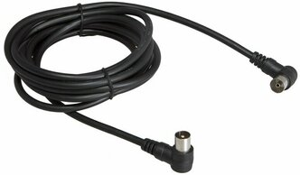 Шнур угловой (ТВ гнездо - ТВ штекер) 3 м для передачи аналоговых аудио- и видеосигнала, цвет: Черный