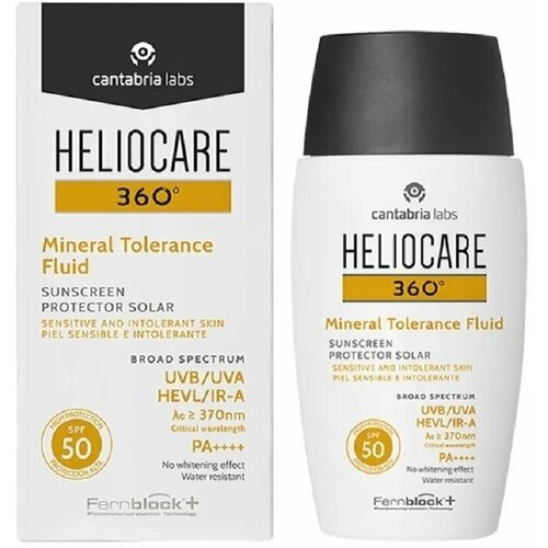 Солнцезащитный минеральный флюид для чувствительной кожи Heliocare 360 Mineral Tolerance Fluid SPF 50 Cantabria Labs