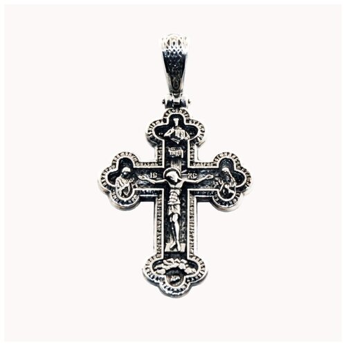 крест даръ крест из серебра с образами святых 93400 Крестик Малахит, серебро, 925 проба, чернение