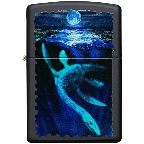 Светящаяся оригинальная бензиновая зажигалка ZIPPO Classic 49697 Lock Ness с покрытием Black Light - Лох - Несское чудовище