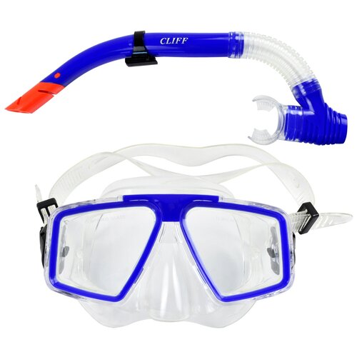 Набор для плавания CLIFF (маска+трубка) M4204p+SN07p, синий набор atemi маска трубка для плавания синий 24104