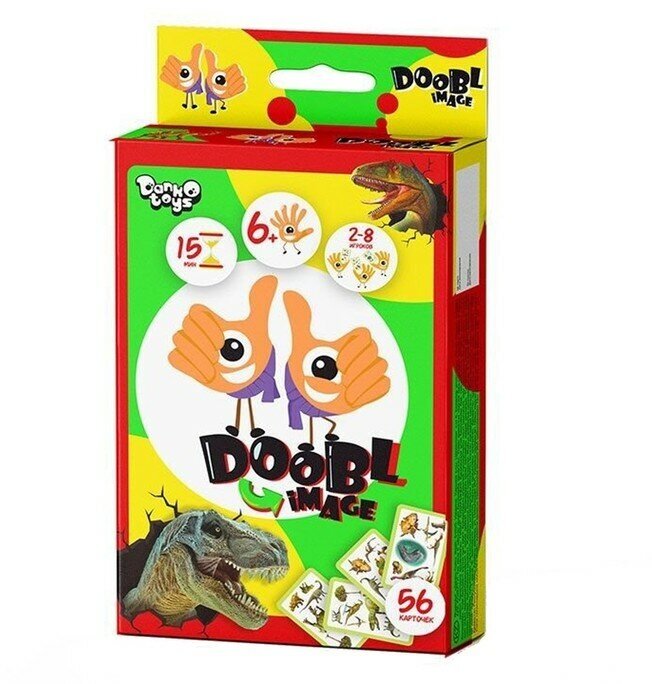 Danko Toys Карточная игра Doobl Image, развивающая память, обычные карты, динозавры