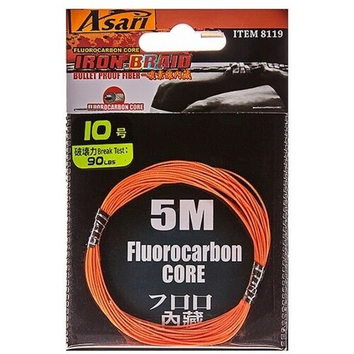 Поводковый материал Asari Fluorocarbon Core Assist Line 140lbs 5м fresh line amber orange body water