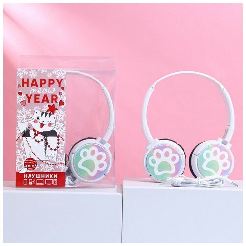Новогодние наушники накладные Happy year с микрофоном 454₽