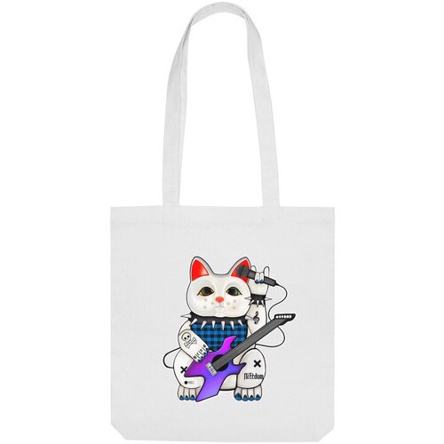 Сумка шоппер Us Basic, белый сумка манэки нэко кот гитарист фиолетовый