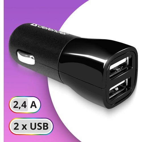 Автомобильное ЗУ Defender ECA-24 2xUSB, 5V/2.4А