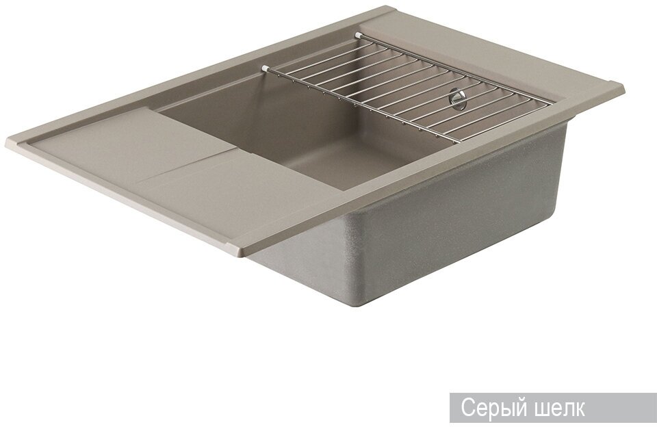 Кухонная мойка AQUATON Делия 78х51х21.8 литьевой мрамор, цвет Серый шелк (1A715132DE250) - фотография № 9