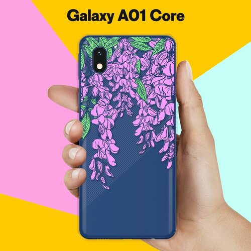 Силиконовый чехол Цветы фиолетовые на Samsung Galaxy A01 Core полупрозрачный дизайнерский силиконовый чехол для samsung galaxy a01 core цветы
