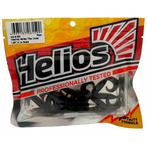Твистер Helios Тiny Credo Black, 4 см, 12 шт. (HS-8-011)
