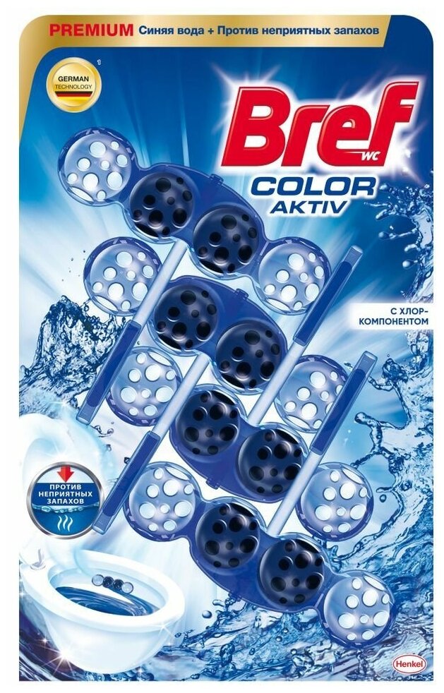 Туалетный блок Bref Color Aktiv с хлор-компонентом 4х50 гр - фотография № 20