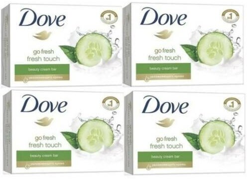 Dove Крем-мыло кусковое Прикосновение свежести, 4шт по 135 г