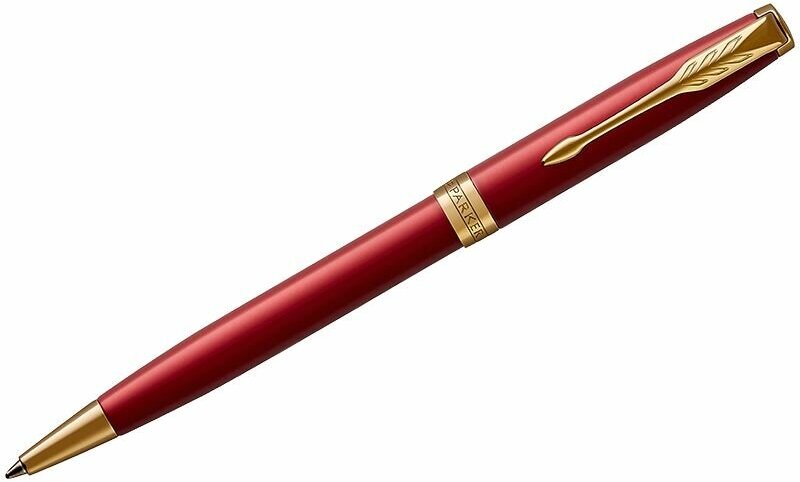 Ручка шариковая Parker "Sonnet Red GT" черная, 1,0мм, поворот, подарочная упаковка