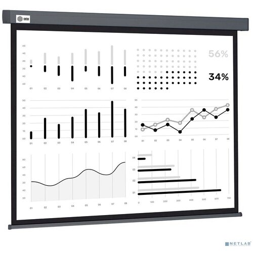 Cactus Экраны Cactus Экран Cactus Wallscreen CS-PSW-180X180-SG, 180х180 см, 1:1, настенно-потолочный серый