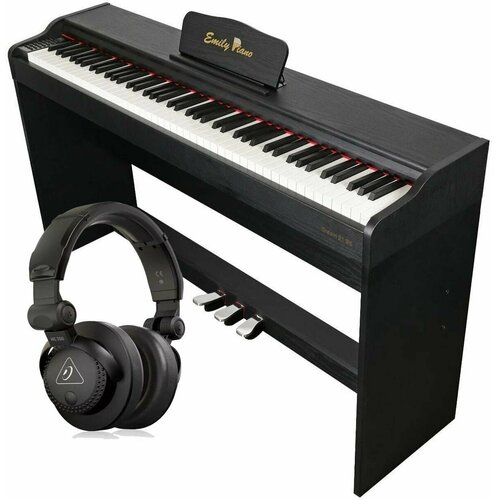 EMILY PIANO D-51 BK - Цифровое фортепиано со стойкой и наушниками BEHRINGER HC 200 в комплекте, цвет черный