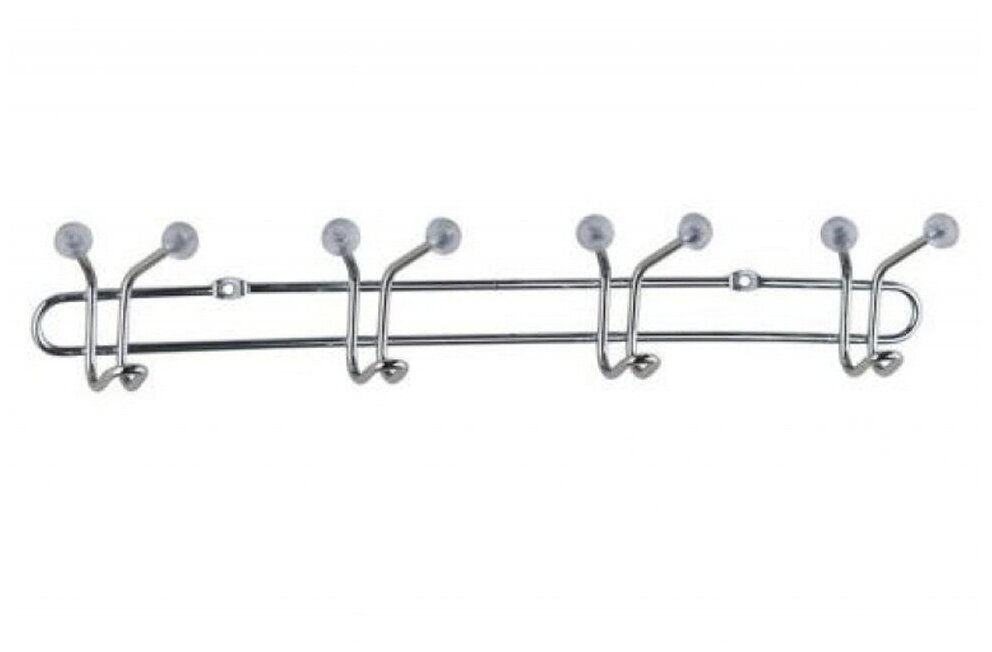 Планка 4 крючка 35.5 см пластик цвет хром Аквадекор - фото №1