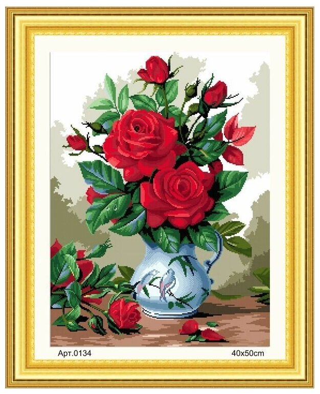 Набор для вышивания "Букет роз" ВанГогВоМне, 38x45 см