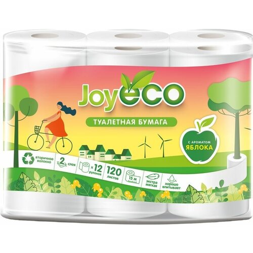 Туалетная бумага Joy Еco с перфорацией и тиснением с ароматом яблока 2 слоя 12шт.