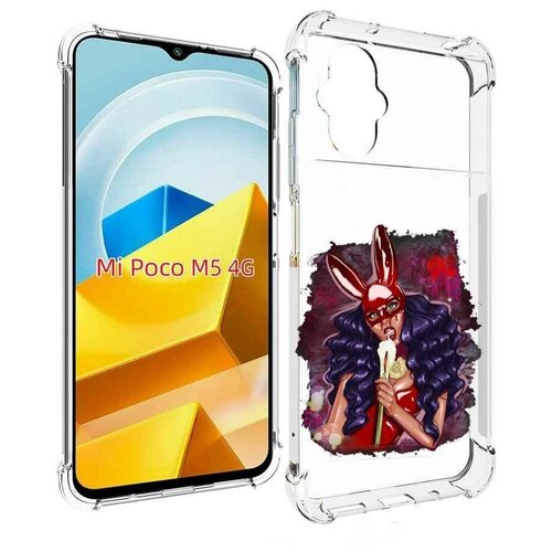 Чехол MyPads девушка-с-текучей-маской женский для Xiaomi Poco M5 задняя-панель-накладка-бампер