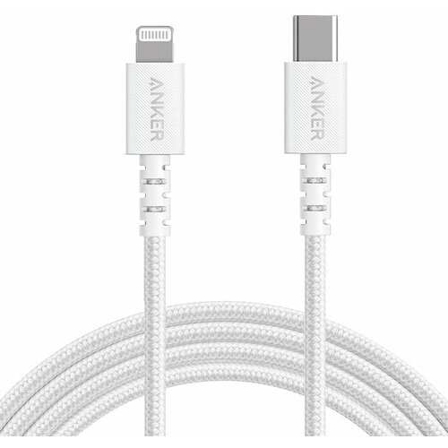 кабель lightning anker powerline select usb c mfi 0 9м a8617 white Кабель для зарядки телефона Anker PowerLine Select+, USB-C to Lightning 1.8m (A8618P21), белый