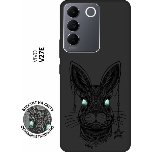 Матовый Soft Touch силиконовый чехол на Vivo V27e, Виво В27е с 3D принтом Grand Rabbit черный матовый soft touch силиконовый чехол на vivo v23e виво в23е с 3d принтом grand wolf черный