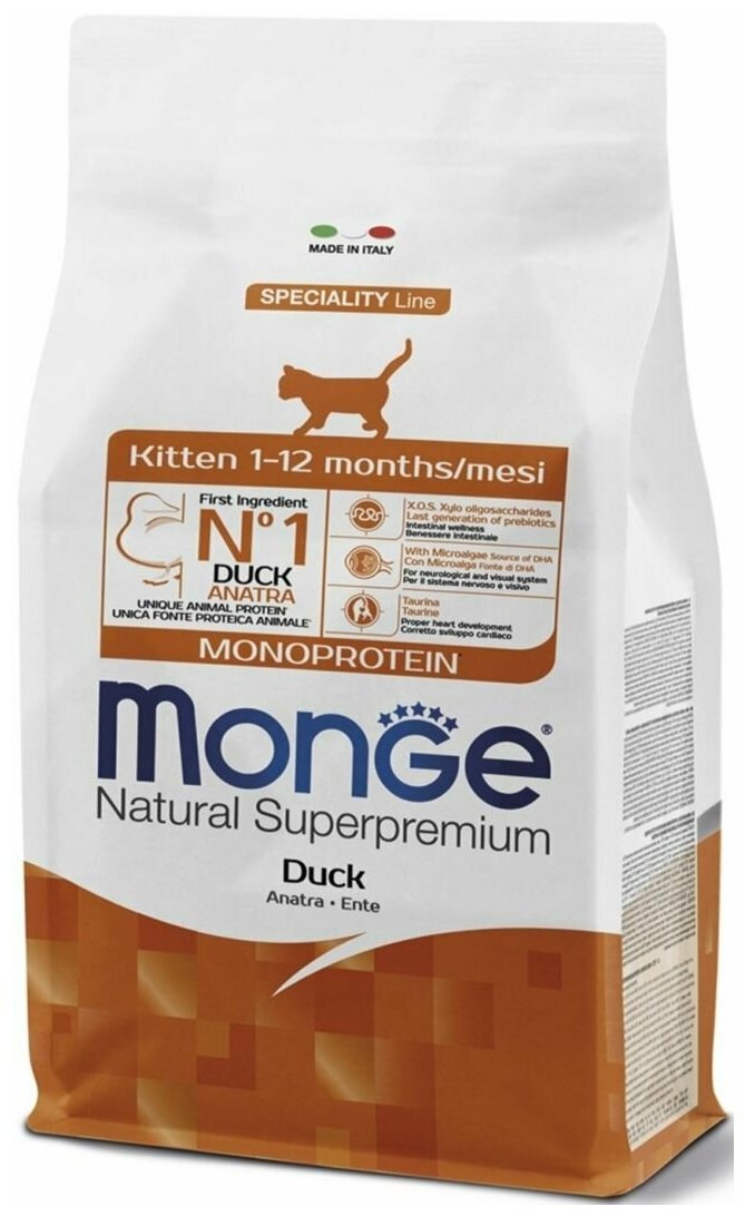 Сухой корм Monge Cat Speciality Line Monoprotein для котят и беременных кошек, из утки 400 г - фотография № 11