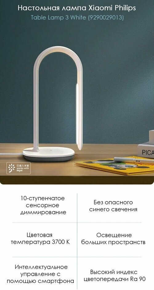 Лампа офисная светодиодная Mijia Philips Eyecare Smart Lamp 3, белый